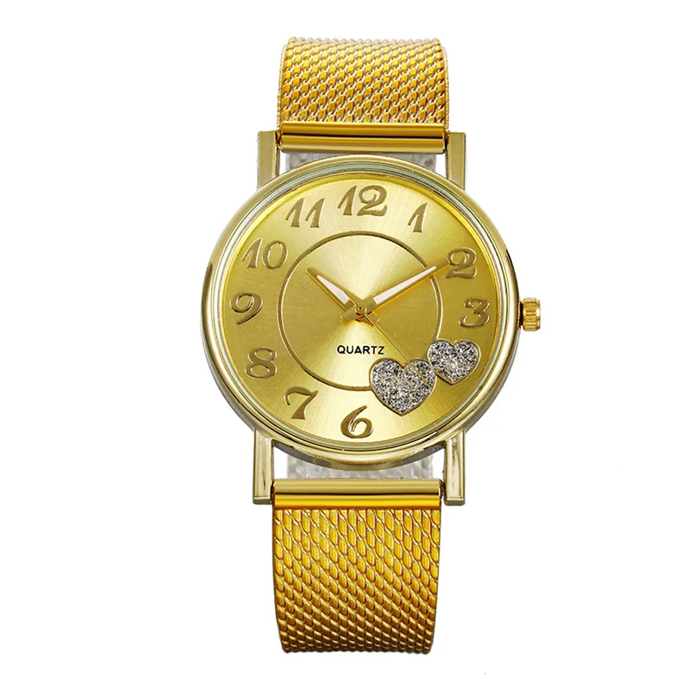 2024 The Latest Top Fashion Ladies Mesh Belt  Heart Shape Watch Wild  Creative Gift Wrist Clock