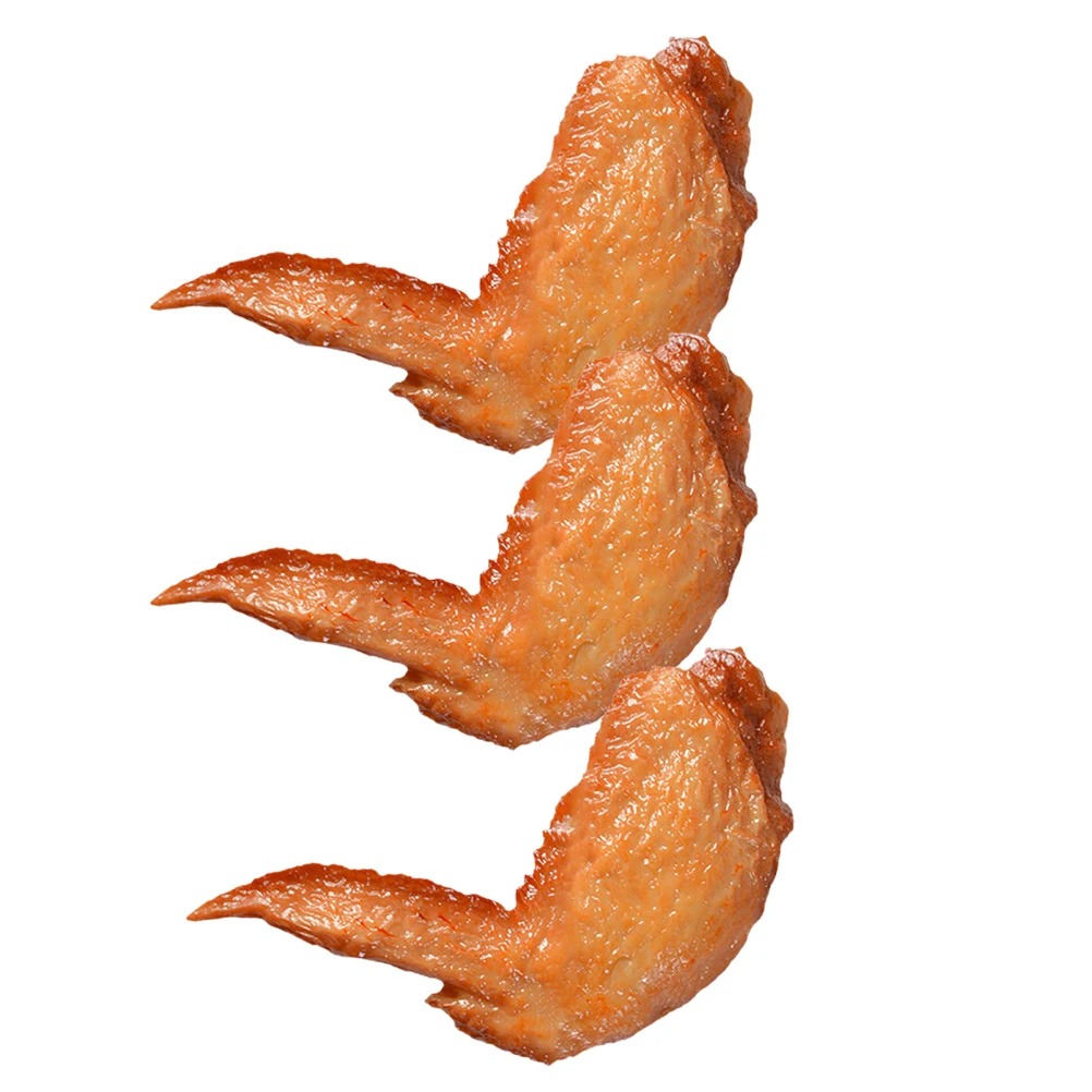 

3pcs Roasted Chicken Wing Ornaments PVC Material Brown Baked Decor Artificial Food Model Photo Props Kitchen Decor Simulated