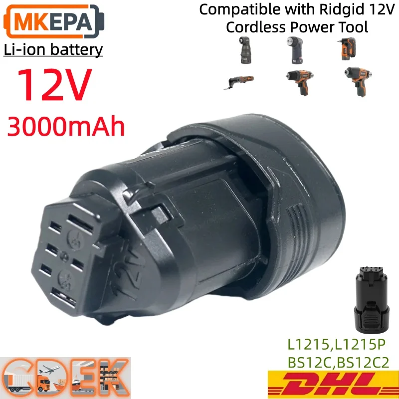 L1215 12V 3.0Ah Li-ion Battery Replacement For AEG Ridgid BS12C2 BSS12C L1215P L1215R lpega cordless handheld electric drills