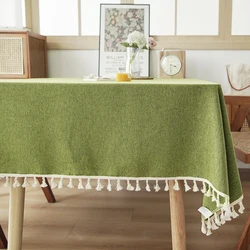 Textured Tablecloths with Cotton Tassels,  Farmhouse Table Cloth Rectangle Table, Rectangle Tablecloth for Kitchen, Dining, Part