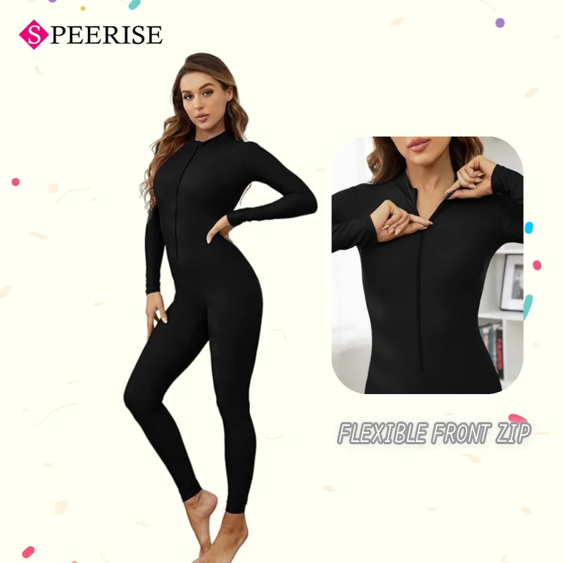 

Female Yoga Jumpsuit Fitness Sports Suit Long Sleeve Front Zipper Bodysuit Daily Wear Fitness Clothing Dancewear Cosplay Suits