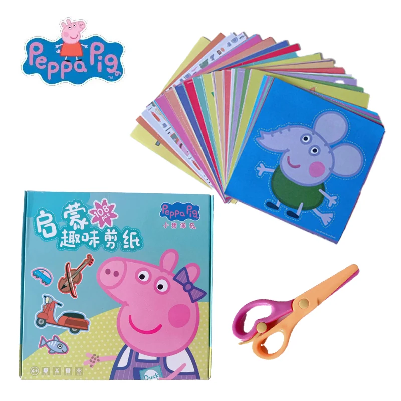 108pcs Peppa Pig Funny Paper Cuttings Origami Handmade Children\'s Colored Paper Kinder garten Learn Cartoon Baby Puzzle Toy Gift