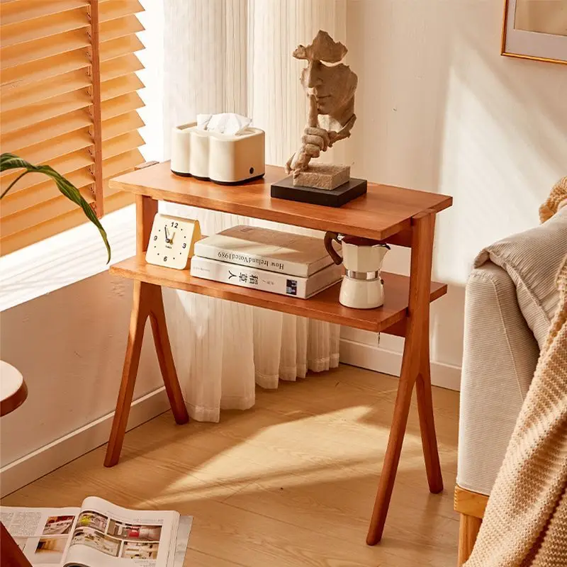 Винтажный приставной столик из массива дерева и набор книжных полок: подставка для цветов «елочка середины века», минималистичный учебный стол