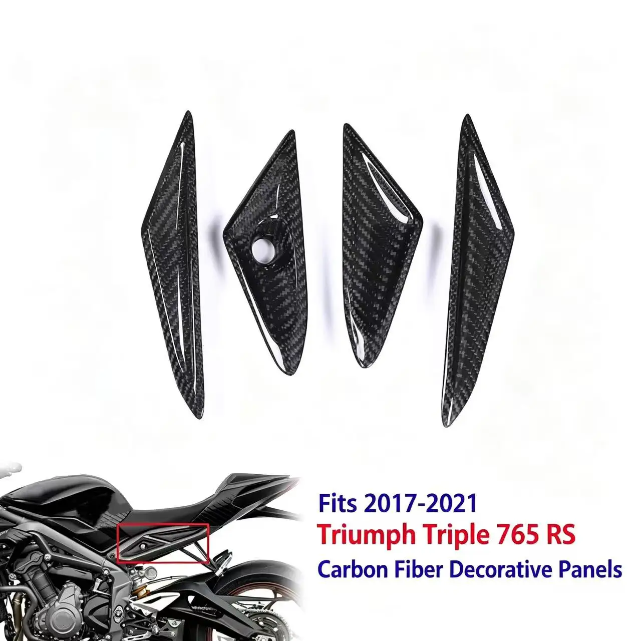 Suitable for Triumph Street Triple 765RS 2017 18 19 20 2021 motorcycle accessories 100% pure dry carbon fiber fender side panels