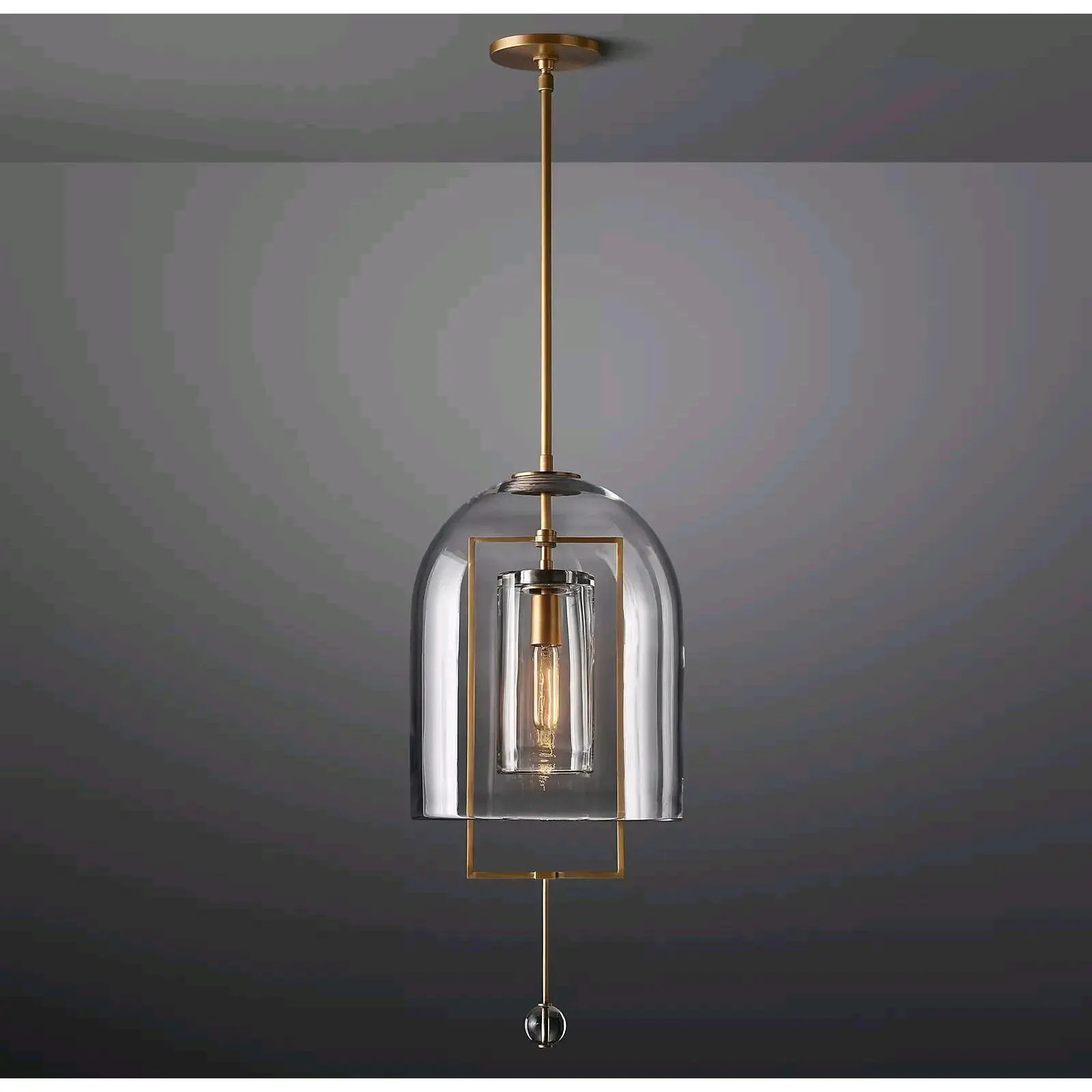 

All-copper American chandelier RH North American bedroom bedside simple post-modern light luxury Hong Kong style restaurant