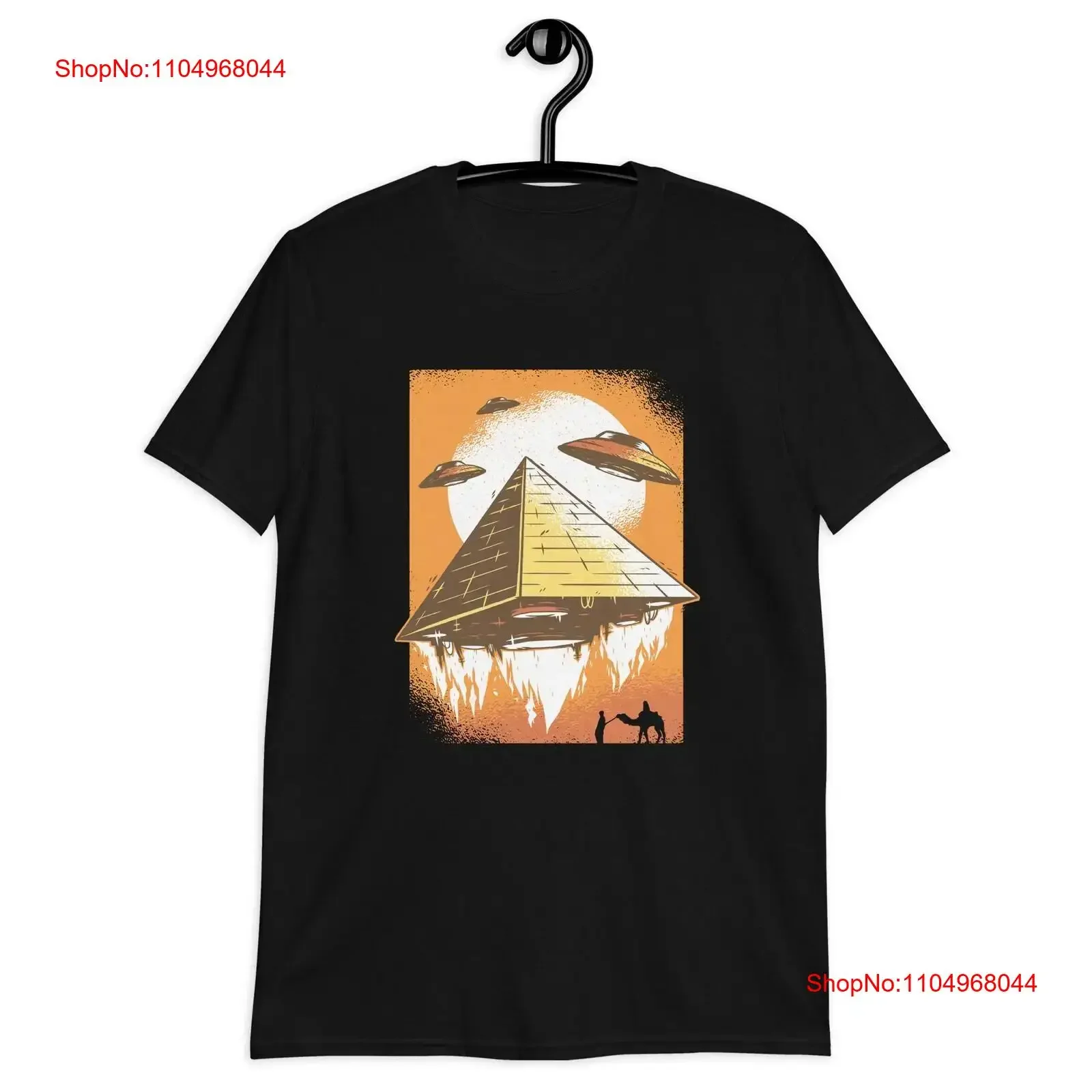 

Футболка с изображением пирамиды НЛО, винтажная, слегка дышащая, растянутая, мужская, с графическим рисунком, универсальный топ для повседневной носки, повседневная унисекс