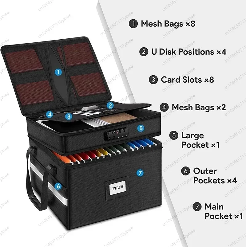 fireproof file storage box double zipper with lock file storage box does not contain paper folder