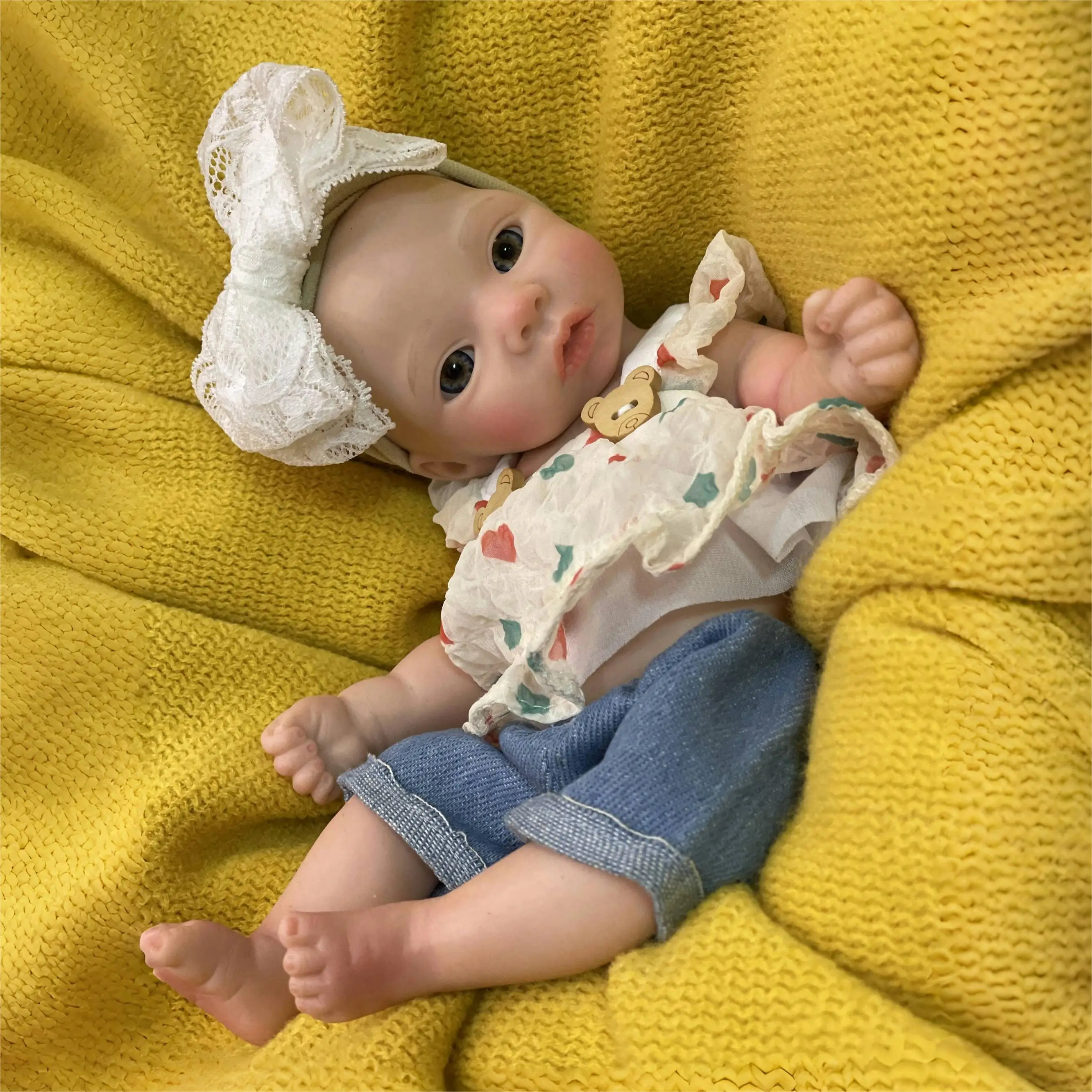 25CM Angel Girl Silicone Bebe Reborn Doll Handmade Painted Full Body Soft Silicone Newborn Baby Doll With Adorable Dress For Kid