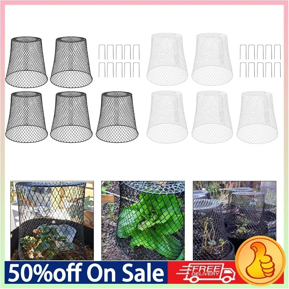 

5Pcs Iron Plant Protection Covers With 10Pcs U-shaped Ground Stakes Garden Shelters With Ground Stakes For Outdoor Protection