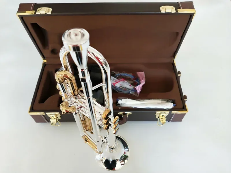 

2024 Quality Quality LT180S-72 Bb Trumpet B Flat Brass Silver Plated Professional Trumpet Musical Instruments with Leather Case