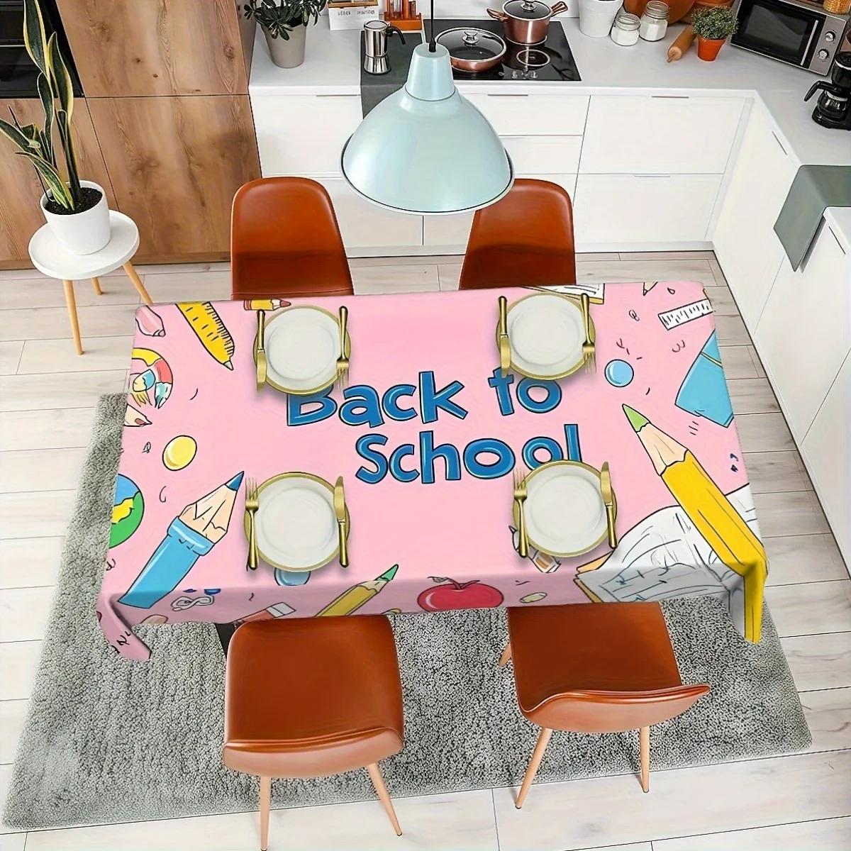 One rectangular tablecloth for the back-to-school season - 55x70 inches or 60x86 inches.ZYC