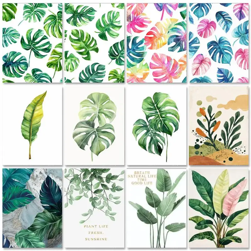 

GATYZTORY DIY Frame Painting By Numbers Kits Leaf Hand Painted Acrylic Paint Drawing By Numbers Unique Gift Home Decoration