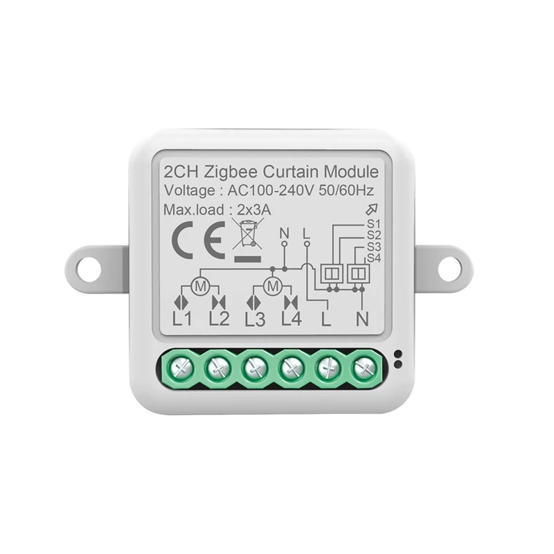 

Модуль умного переключателя штор Tuya Zigbee, 2-канальный интеллектуальный автоматический выключатель, поддержка приложения, дистанционное управление для выключателя штор