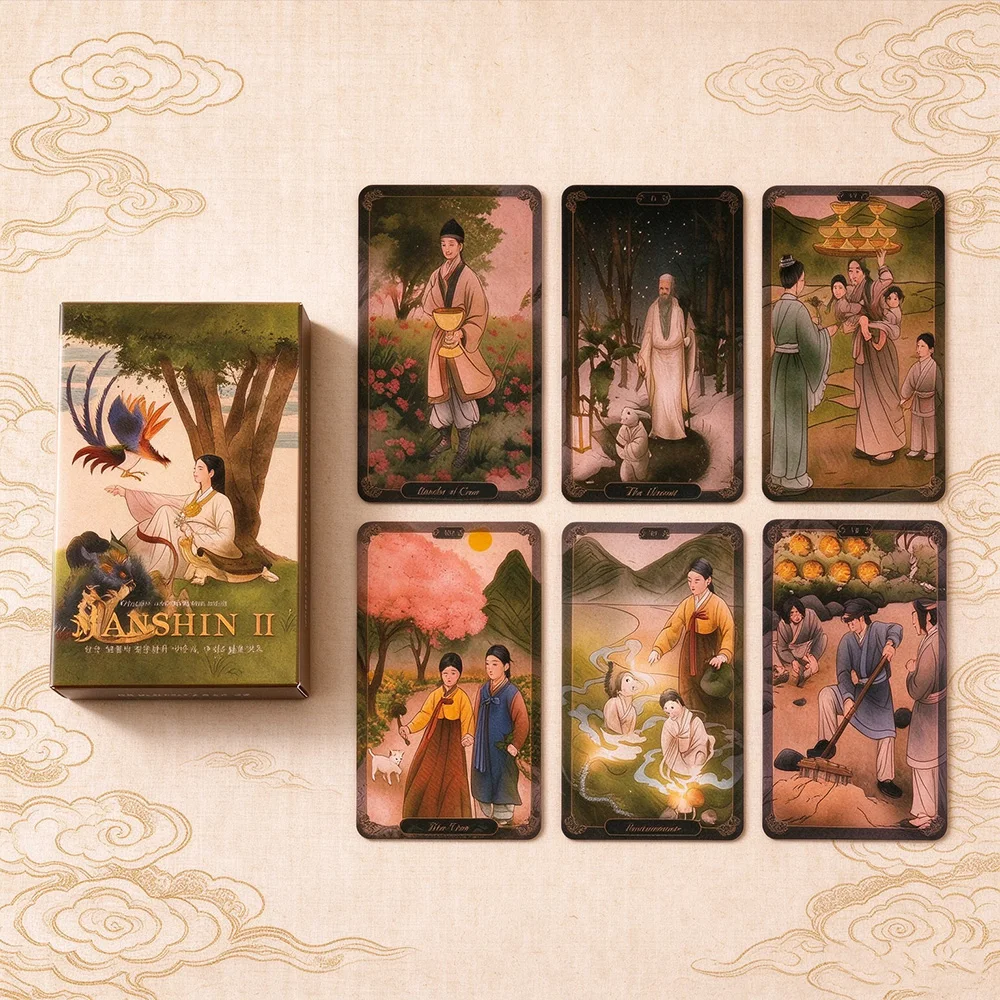 78PCS Manshin II Tarot Deck, Korean Folk Mythology Tarot Set, Traditional Painting Art, Divination Board Game, Collectible Gift
