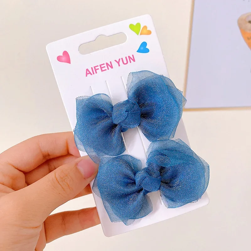 2Pcs/set Beautiful Satin/Mesh Bow Hairpins for Pet Dogs Cute Girl Teddy Poodle Puppy Hair Fabric Decor Clip Grooming Accessories