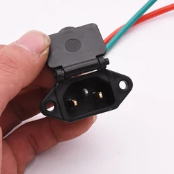 Electric Scooter Charging Socket Electric Bicycle Car Plug Cable Wire Connector Three-hole Socket With Wire Cover