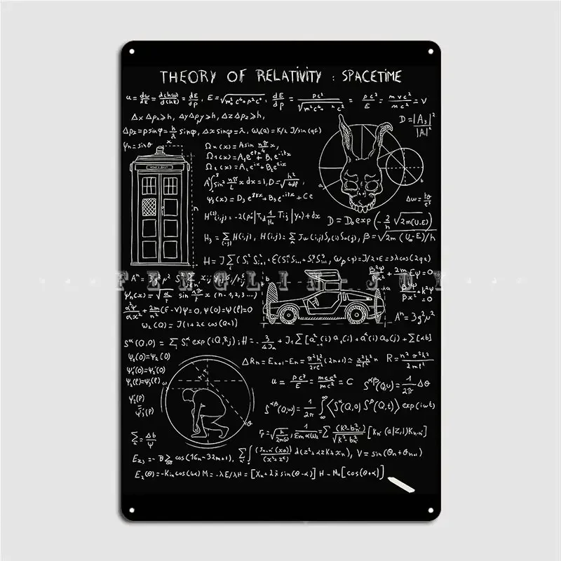 نظريات النسبية وقت الفضاء علامة معدنية سينما مطبخ سينما تصميم جدار ديكور تين تسجيل الملصقات
