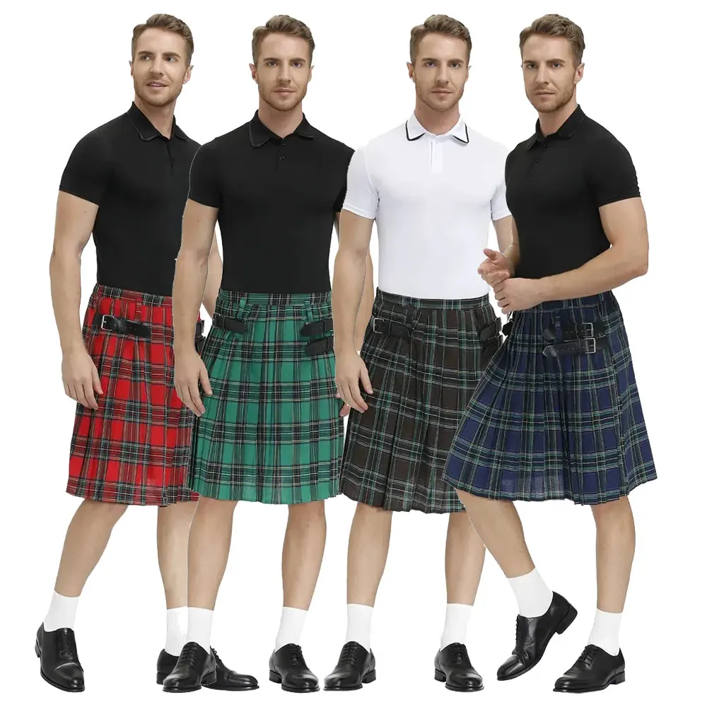 

Мужская клетчатая плиссированная юбка на Хэллоуин, шотландский праздничный костюм кита, юбка для выступления на сцене, красные, синие, зеленые, коричневые юбки для косплея