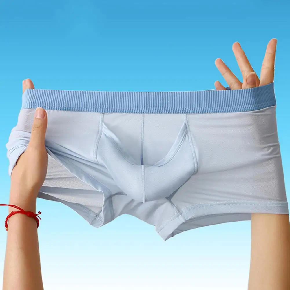 Men Cotton Underpants Color Matching Elephant Nose U Convex Thin High Elasticity Anti-septic Breathable Men Boxers Underwear 95