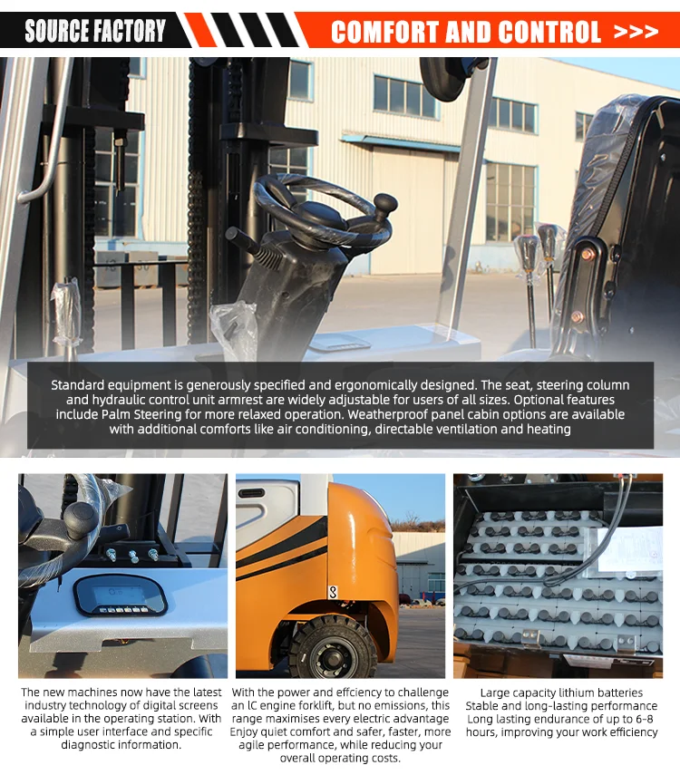 EACHAN Hocheffizienter 4x4 Elektro-Gabelstapler 2,5 Tonnen für Kühlkettenlagerung, Elektro-Gabelstapler nach Maß – Detail 6