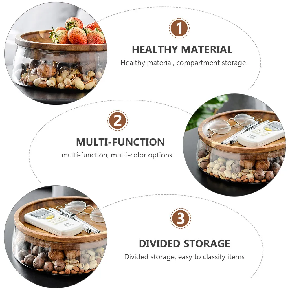 

1Pcs Double Layer Glass Fruit Container Healthy Material Easy to Classify Items Tidy Home Storage Solution for Snacks Candies