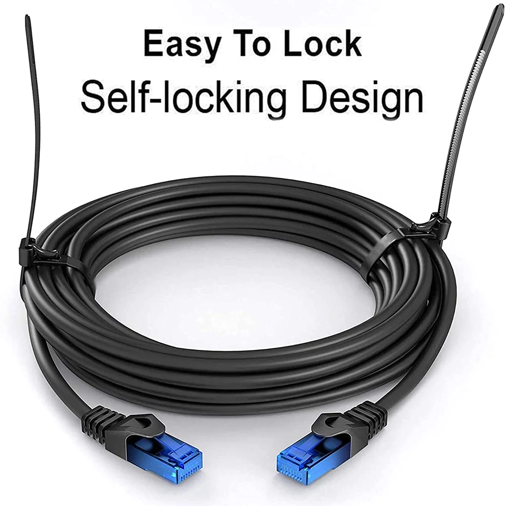 Tali Zip dapat dilepas 12 inci ikatan kabel hitam tebal dasi Zip tugas berat 100LB kawat kabel nilon kekuatan tarik 100 buah