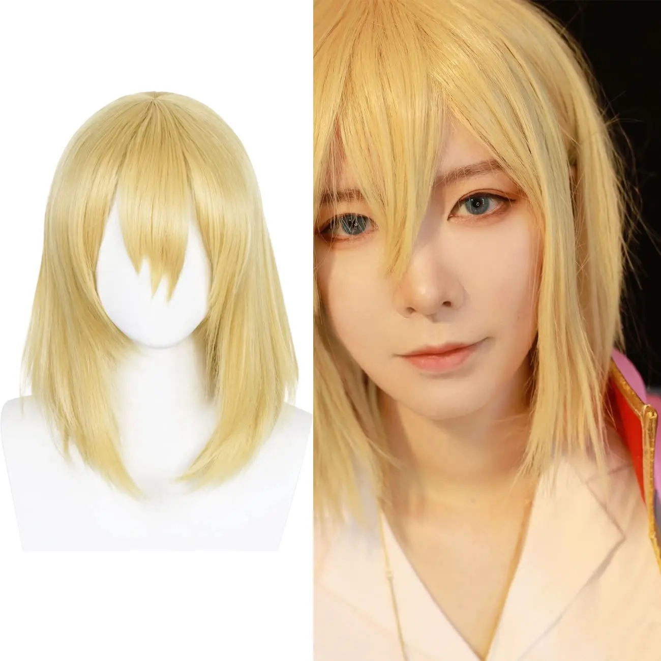 Perruque Bob synthétique Howl pour femmes et hommes, perruque de Cosplay de longueur moyenne pour fête d'halloween, perruque de Costume d'anime