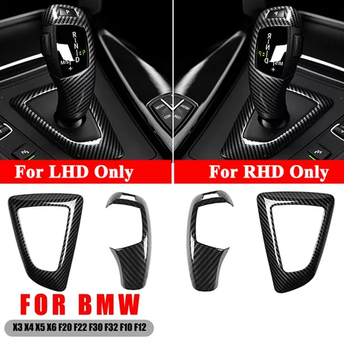 Perilla de palanca de cambios ABS 2 en 1, cubierta de Panel, molduras de Marcos, textura de fibra de carbono para BMW 1 2 3 4 Series F20 F21 F22 F23 F30 F31 F32 F36 F34