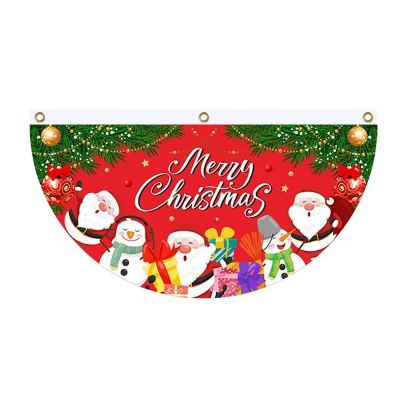 Merry Christmas Bunting Fan Flag Outdoor Half Fan Flag Banner Outdoor Half Fan Flag Banner For Christmas Party Patio Decoration