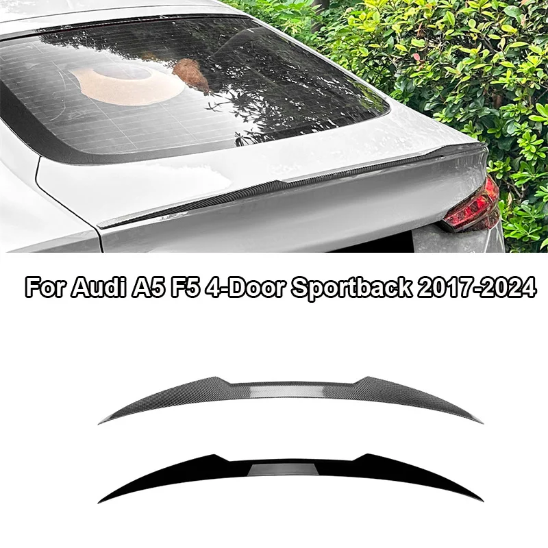 Glossy Tail Tailgate Splitter Lip 2017-2024 For Audi A5 F5 4-Door Sportback Rear Trunk Roof Spoiler Wing DUCK Tail DUCKBILL