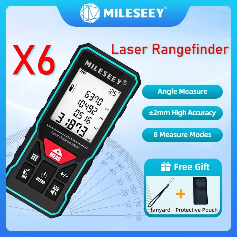 Mileseey MINI dalmierz laserowy X5 X6 dalmierz ręczny Trenas pomiar dokładnego kąta obliczanie dla budownictwa