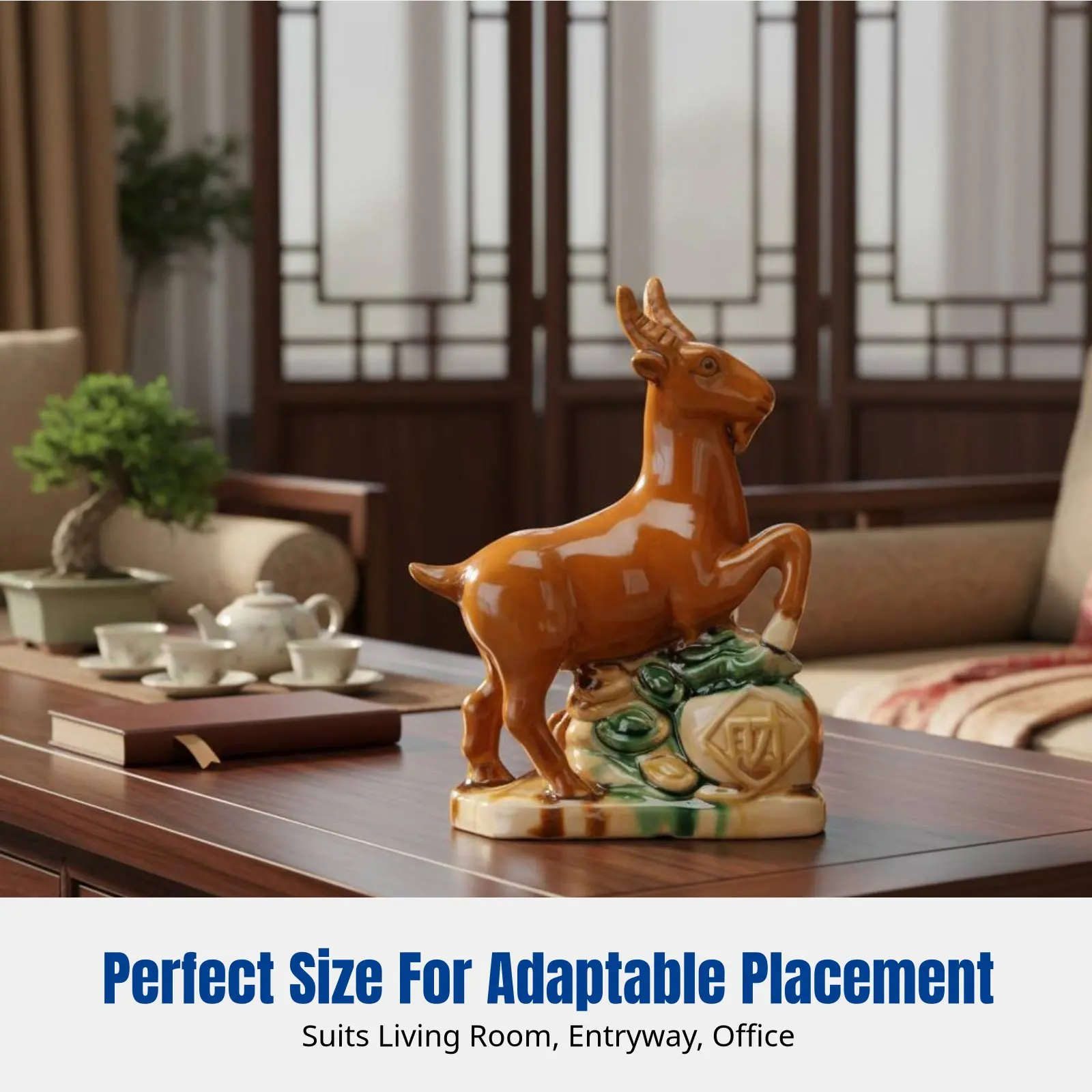 

Ceramic Sheep Sculpture, Tang Sancai Art, Zodiac Animal Decor, Living Room, Fortune Symbol, Home Accessory