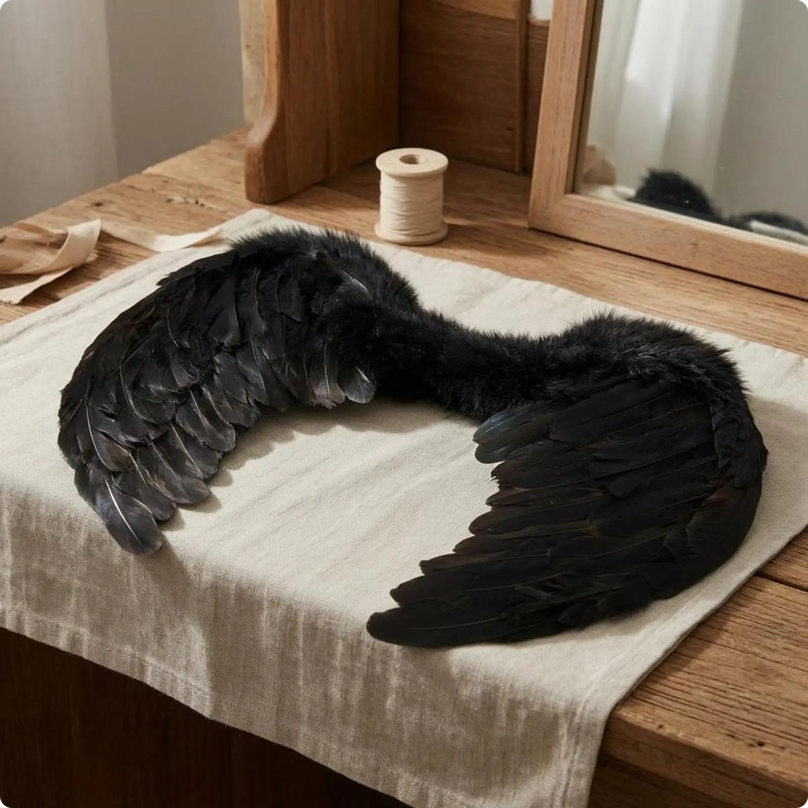 Feather Angel Goose Feathers Angel Feather Handmade Fairy-Tale Horse Headband Set
