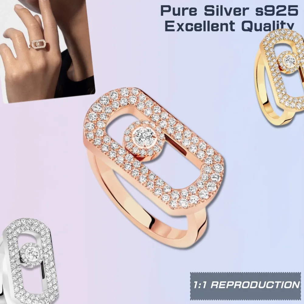 Original 1:1 So Move Pavé Series Ring Luxury Sterling Silver 925 Jewelry Moving Diamond Ring Women's Gifts Wedding Parties