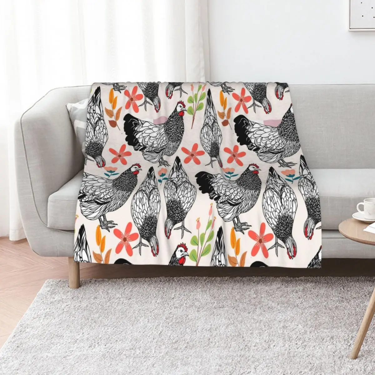 chicken pattern Throw Blanket Furry Camping Summer Decorative Sofas Beach Designers Blankets