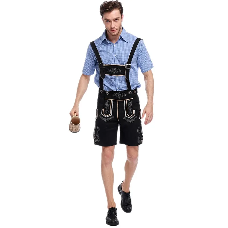 Halloween Deutschland Herren Oktoberfest Bierkostüm Bayerisches Traditionelles Festival Deluxe Cosplay Karneval Party Lederhosen Shorts – Detail 4