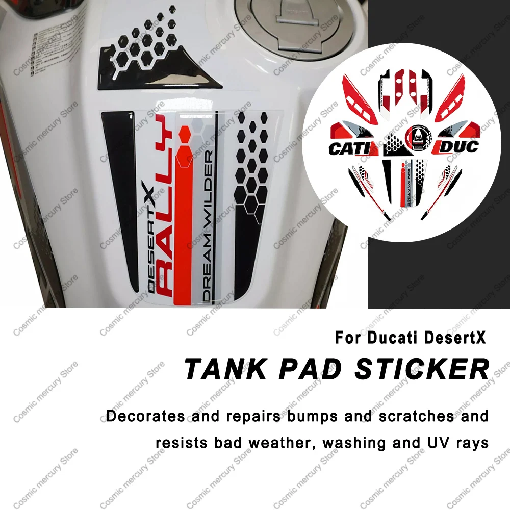 Motorcycle Accessories Handles Guard Sticker 3D Gel Epoxy Sticker Kit Tank Pad For Ducati DesertX