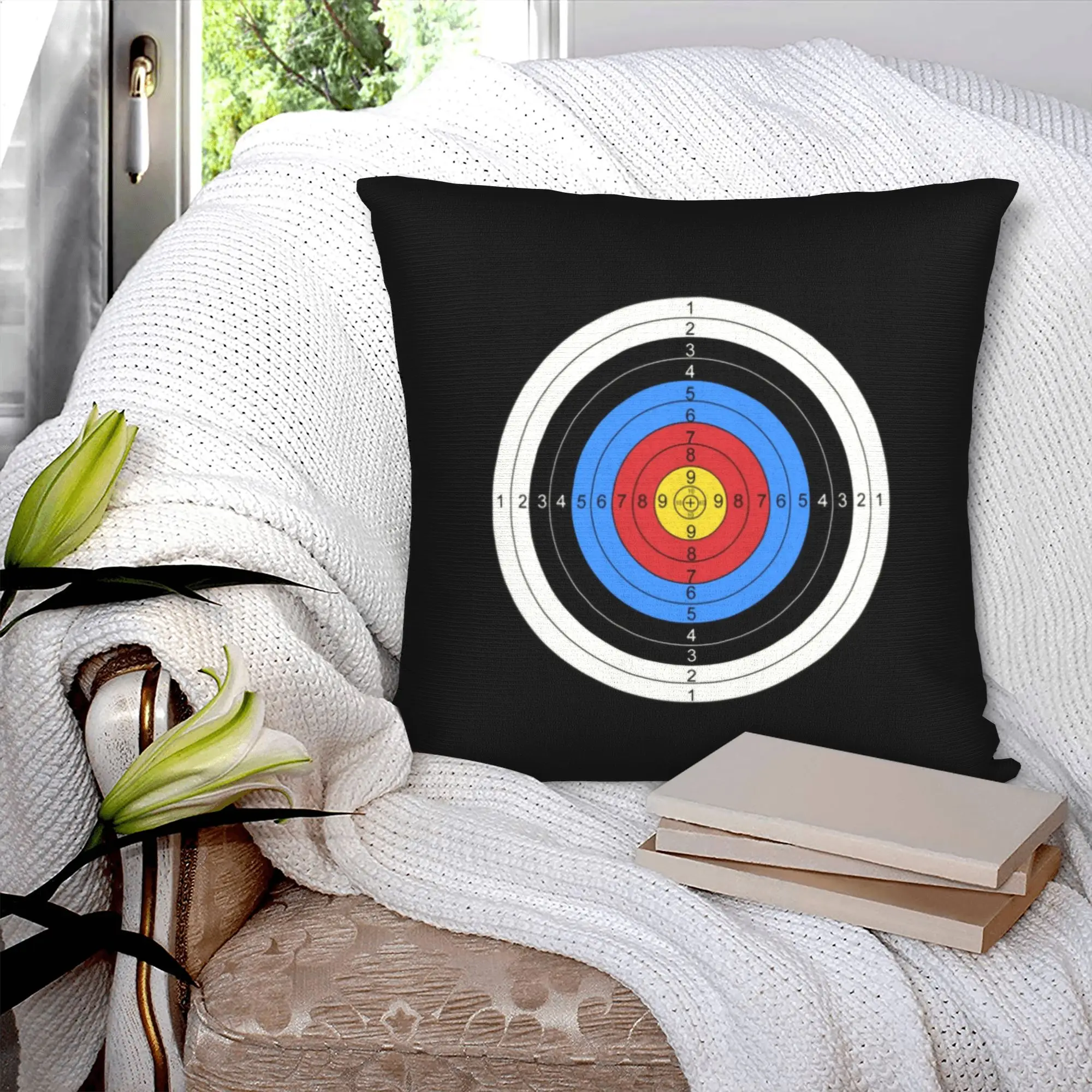 Archery And Gun Range Target Practice Graphic Cushion Cover 40x40cm Archer Bow Hunting Sport Velvet Nordic Home Decoration