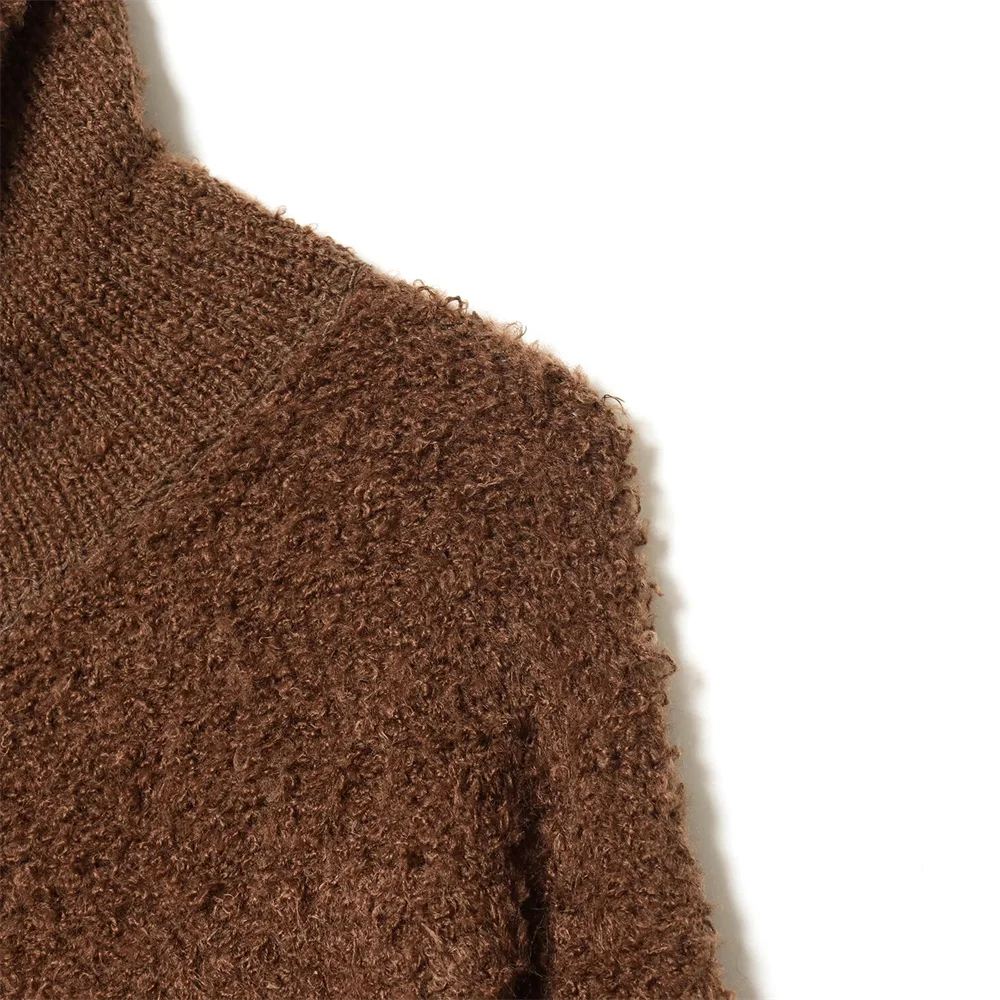 冬の新作 レディースファッション スタンドカラー 長袖 ニット ジップアップ ループニットジャケット パイロットジャケット コート