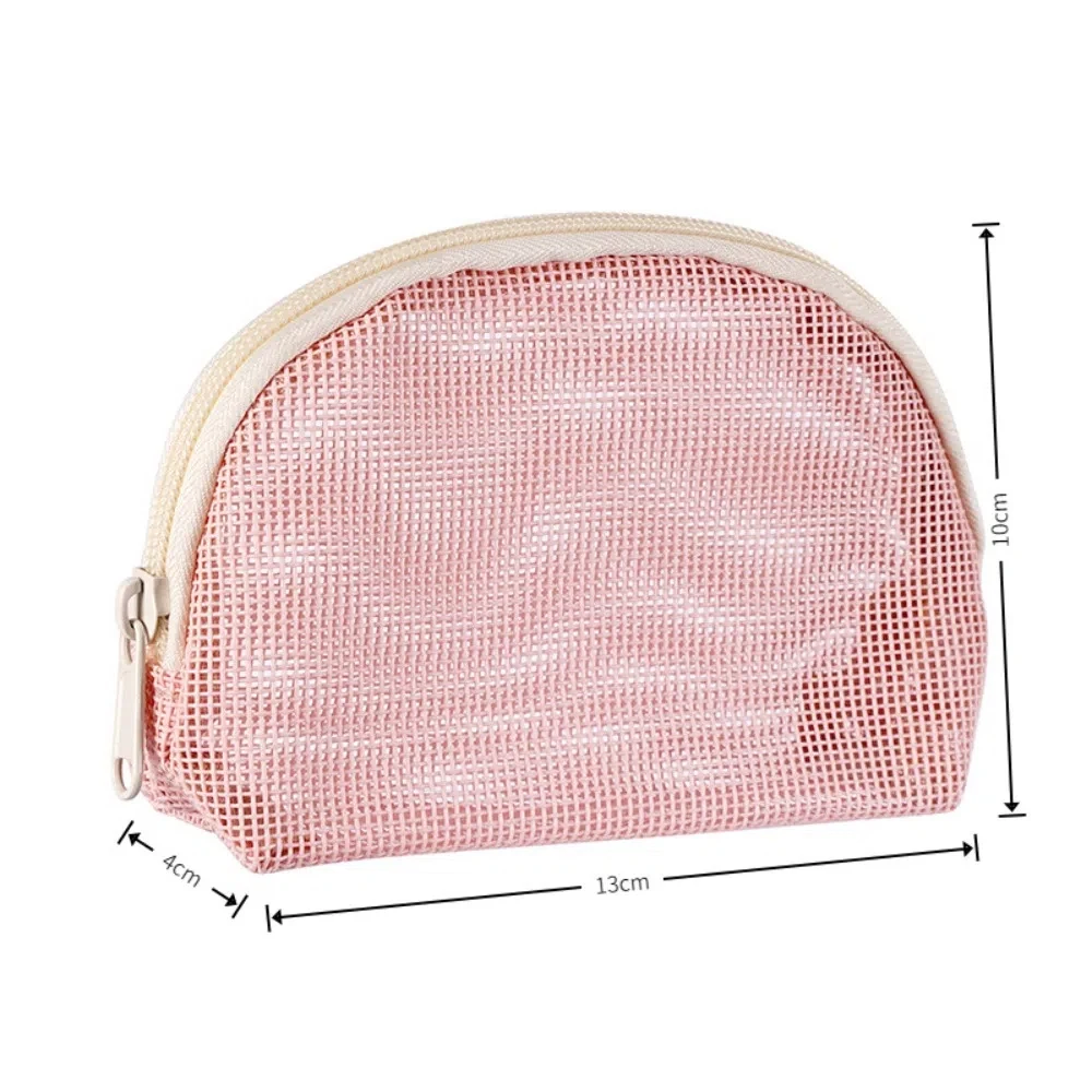 

Portable Large Capacity Mesh Makeup Bag Handheld Lightweight Travel Makeup Pouch Solid Color Cosmetic Organizer Bag