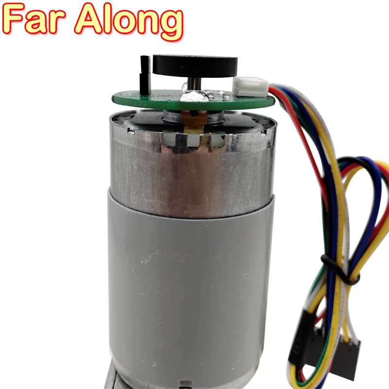 12V 24V DC Worm Reduction Motor With Hall Encoder Dual Output Shaft Adjustable Speed Reversible Signal Output And Self-Locking