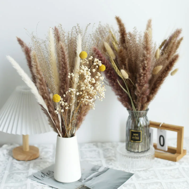 

Natural Dried Pampas Reed Flower Bohemian Home Decor Phragmites Rabbit Tail Grass Mixed Bouquet Wedding Decor Christmas Party