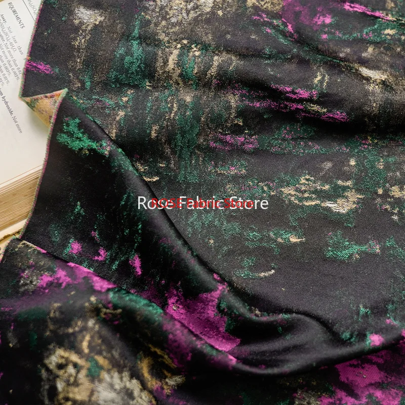 

1 meter Retro Dark Style Contrasting Color Jacquard Fabric Soft Women's Dress Skirt Bag Decorative Sewing Fabric