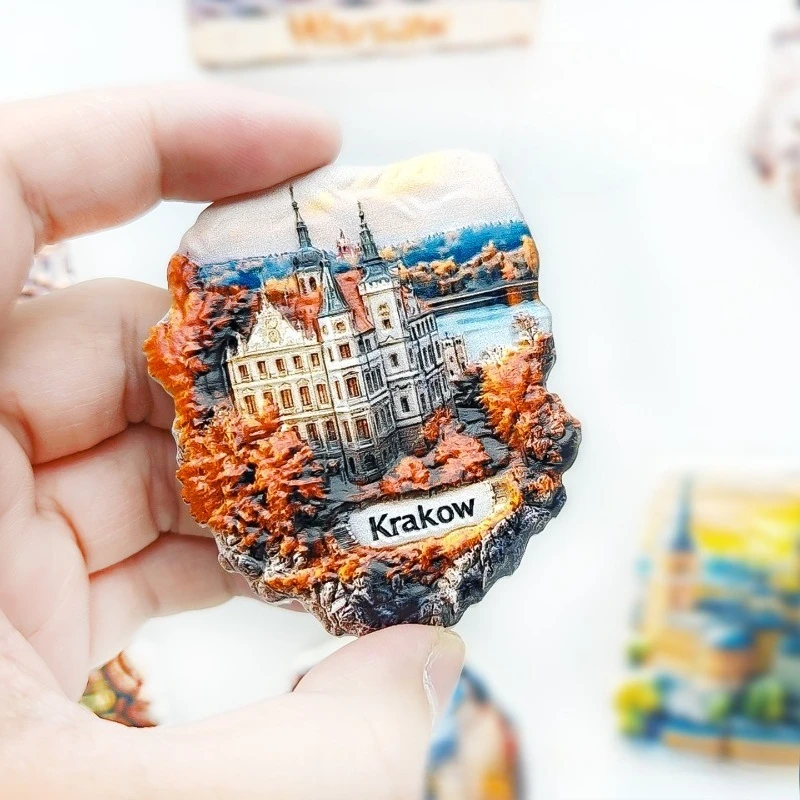 Krakow Old Town Fridge Magnet - 3D Polish Souvenir Renaissance Cloth Hall Decor Medieval European Gift