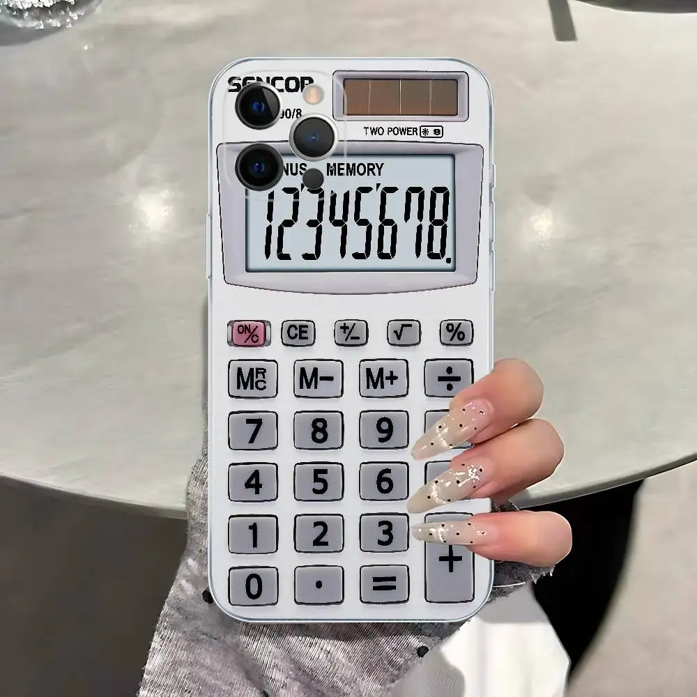 Funny Stylish Calculator Pattern Transparent Phone Case for iPhone 17 Air 16 Pro Max 15 14 13 12 11Plus Shockproof Cover