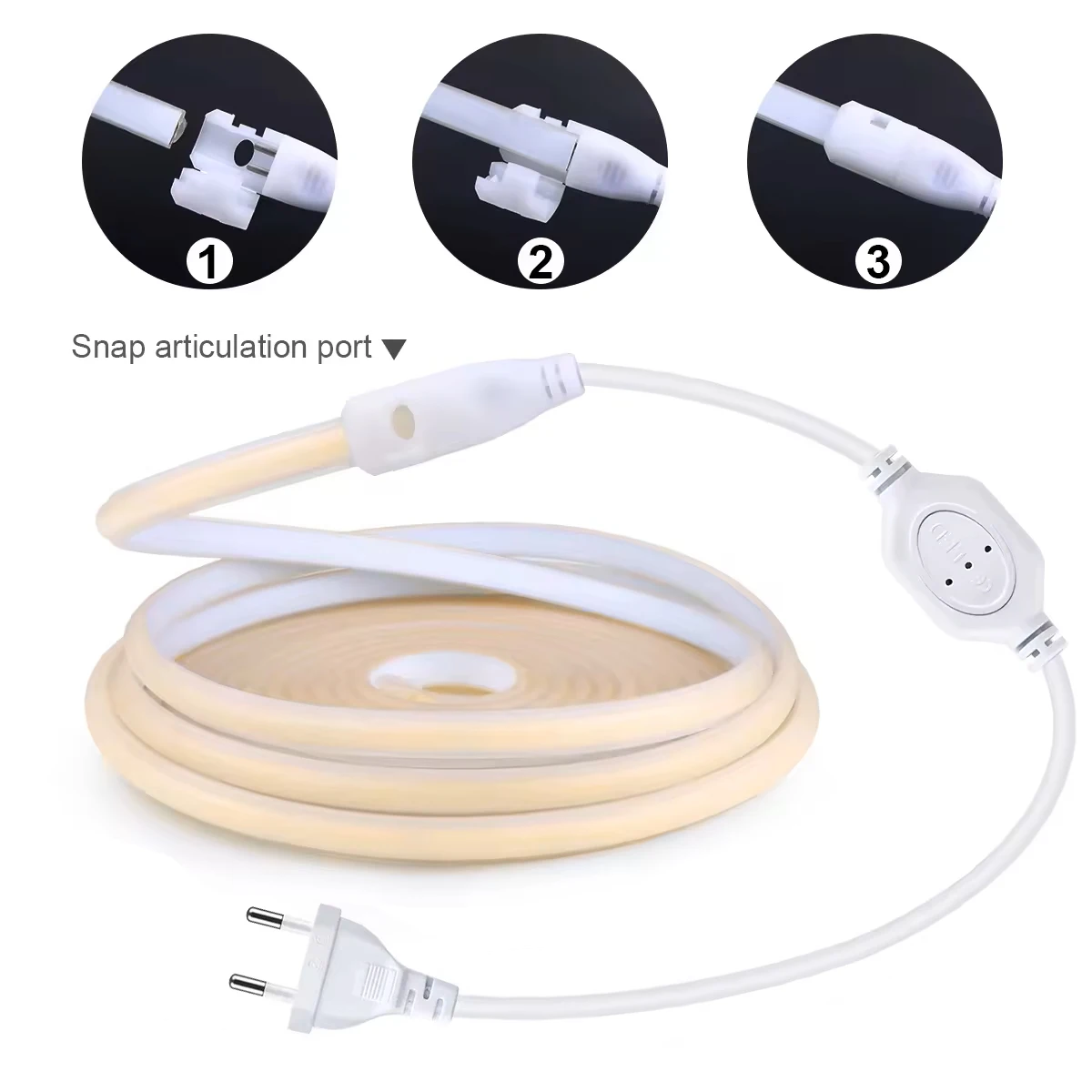 220V 230V Cob LED Light Strip EU Plug Dimmable Bright IP65 Waterproof 320LEDS/m Warm Cold White Indoor Outdoor Decor Lights