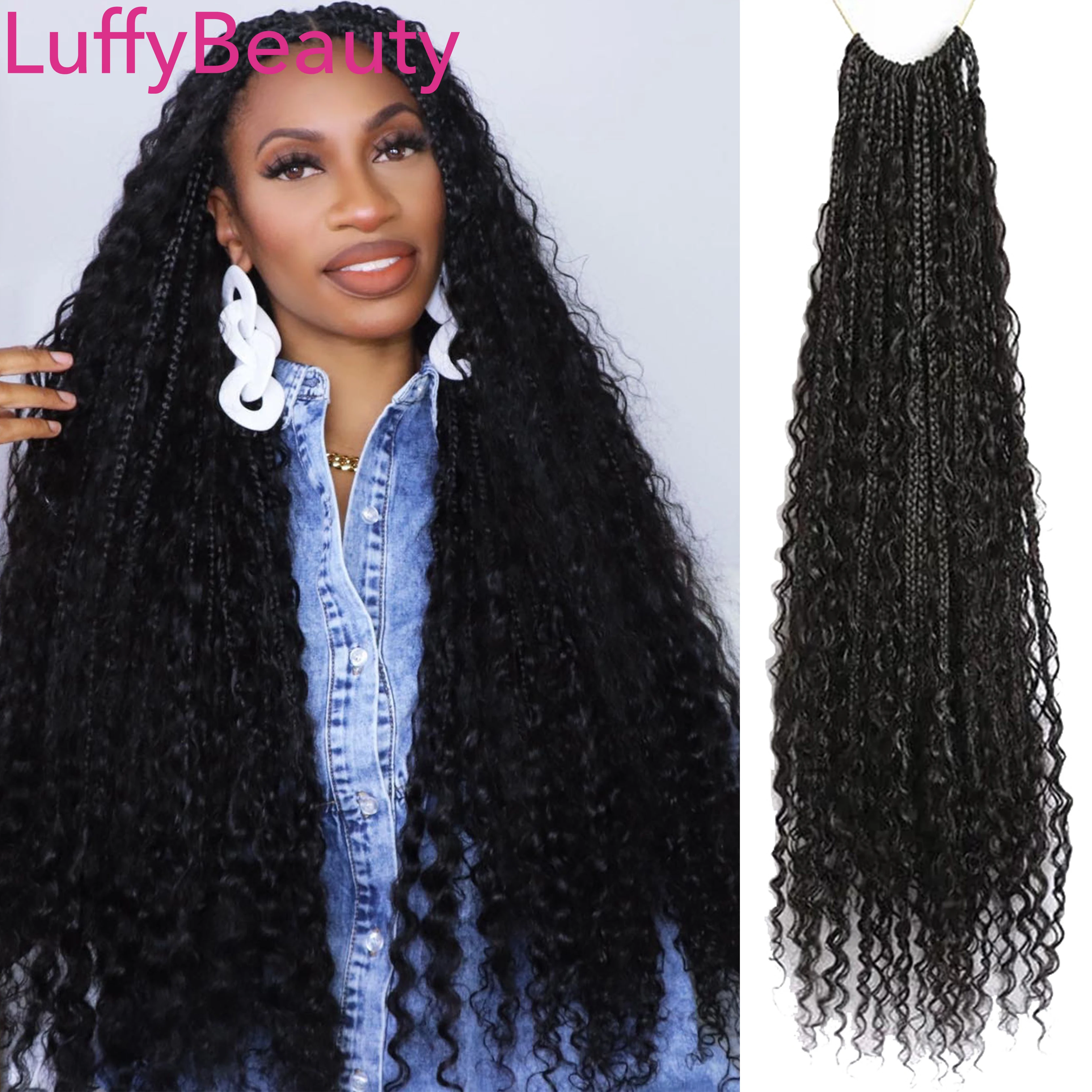 Human Hair Crochet Boho Braids With Curly Human Hair Full Ends Pre Looped Hair Extensions For Women LuffyBeauty