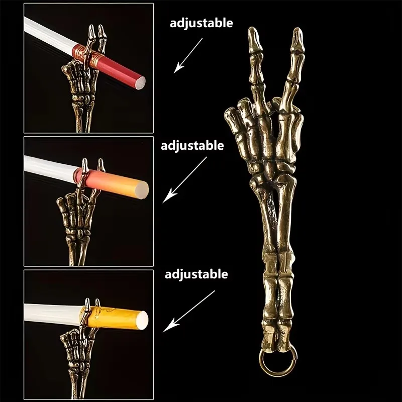 2pcs Vintage Golden Cigarette Holder Rings, Punk Smoke Rings, Adjustable Funny Smoke Holder Rings,
