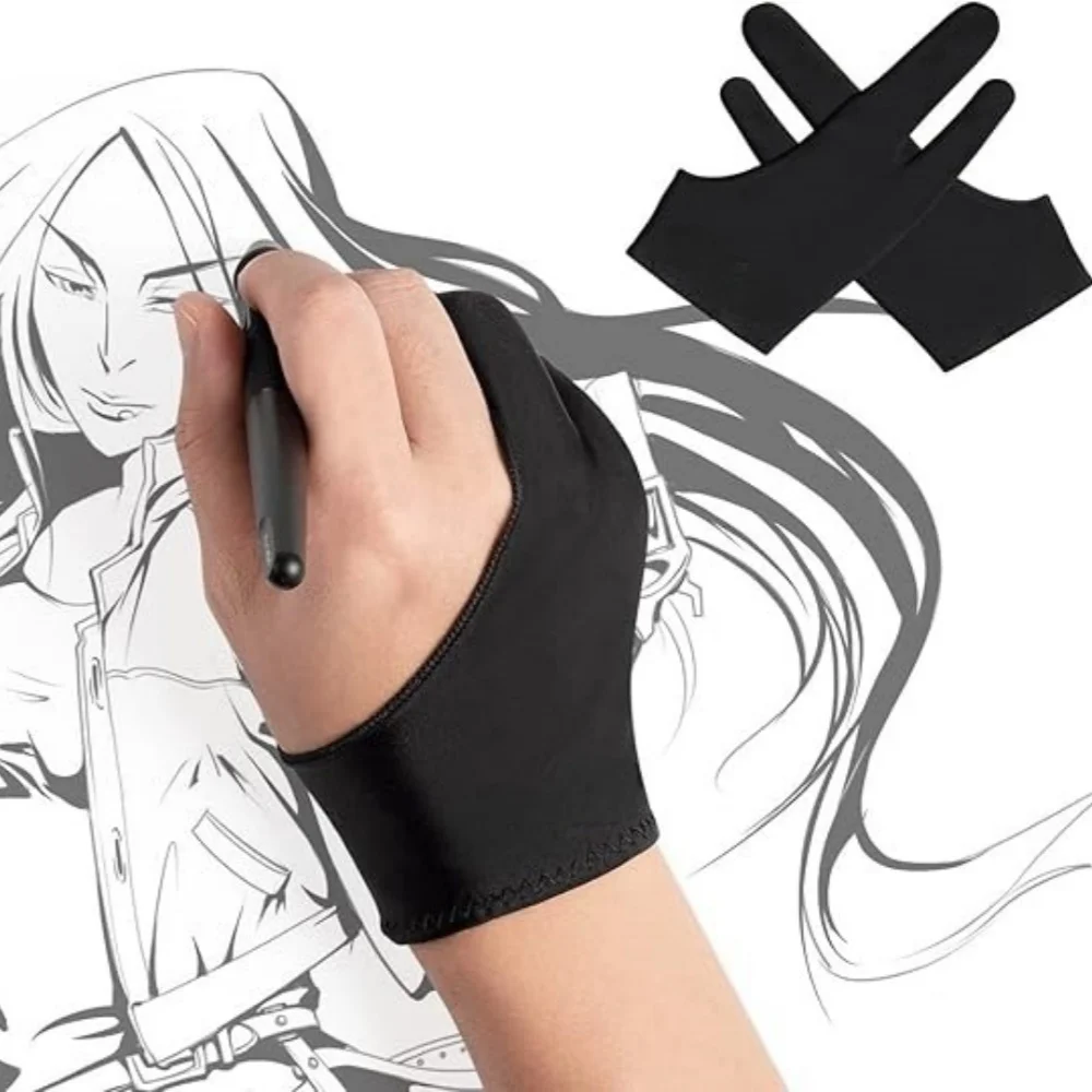 Right Left Hand Two-finger Painting Gloves Thickened  Anti-touch Pollution Anti-dirty Glove for IPad Tablet Touch Screen Drawing