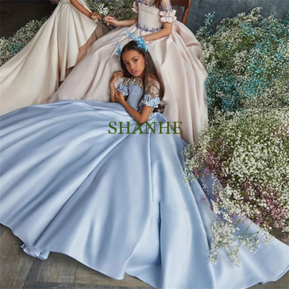 CustomizedGirl Dress 2023 Fashion Ball Gown Beautiful wedding Girl Princess Flower Girl Dress Pageant Princess Luxury Flower Gir